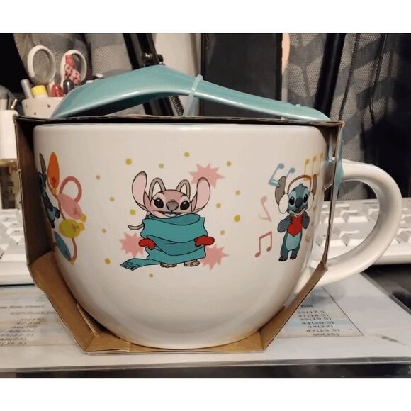 SOLD-Disney Stitch Ceramic Mug and Spoon Set 24 Ounce - Picture 1 of 3